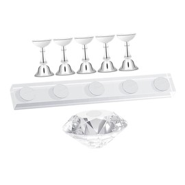 Baluue 7pcs Manicure Practice Stand Rack Display Stand Nail Design Stand Electric Nail Drill Nail Drills Nail Stand Nail Kits Nail Stickers Foil Rhinestones for Nails Nail Grinder Silver