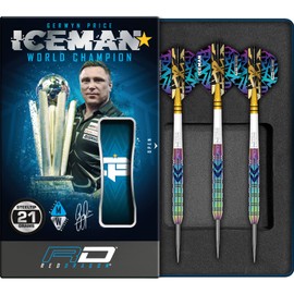 RED DRAGON Gerwyn Iceman Price Ionic 21 Gram Premium Tungsten Darts Set with Flights and Stems