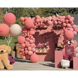 Retro Pink Balloons - 105pcs Garland Arch with 18, 12, 10, 5 Inch Different Sizes for Birthday Party, Baby Shower & Gender Reveal