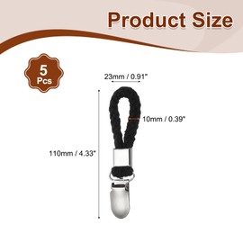 PATIKIL 5 Pcs Hanging Tea Towel Clips, 0.9 Inch Wide Blade Cotton Loop Towel Clips, Hanging Organizer Tool with Silver Metal Clamp for Kitchen, Bathroom, RV, Camping, Black