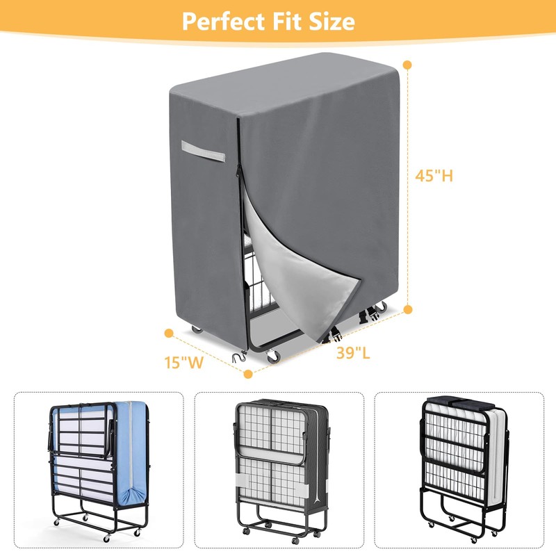 Gasadar Rollaway Bed Cover 38 in Adjustable Folding Bed Storage