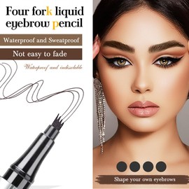 Magischer Augenbrauenstift mit 4 Mikrogabelspitzen,Augenbrauenstift, langlebiger wasserfester Augenbrauenstift und wischfester Augenbrauenstift, sorgt für natürlich aussehende, definierte Augenbrauen