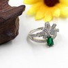 Ladies Green Crystal Rectangle Party Ring Oversize Bow Cubic Zirconia