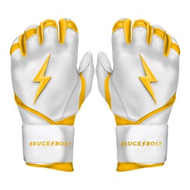 BRUCE BOLT Chrome Series Long Cuff Yellow Batting Glove - Yellow Youth Small