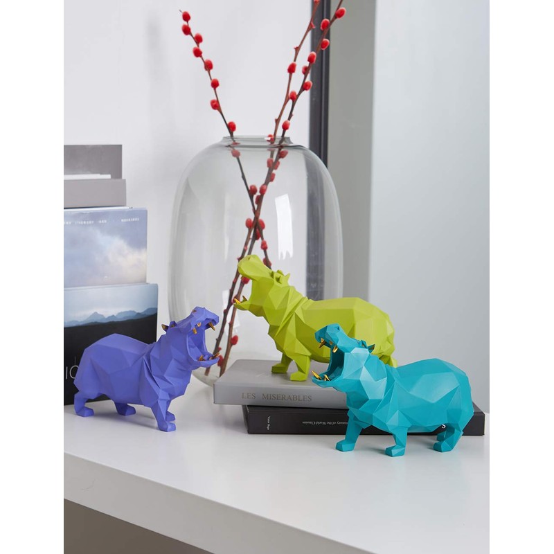 HAUCOZE Hippo Statue Sculpture Modern Decor Home Gifts Animal Figurine