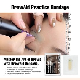BrowAid Practice Bandage Realistic Practice Eyebrow Tattoo for Beginners Precision Brow Design Disposable PMU Supplies Pack of 20