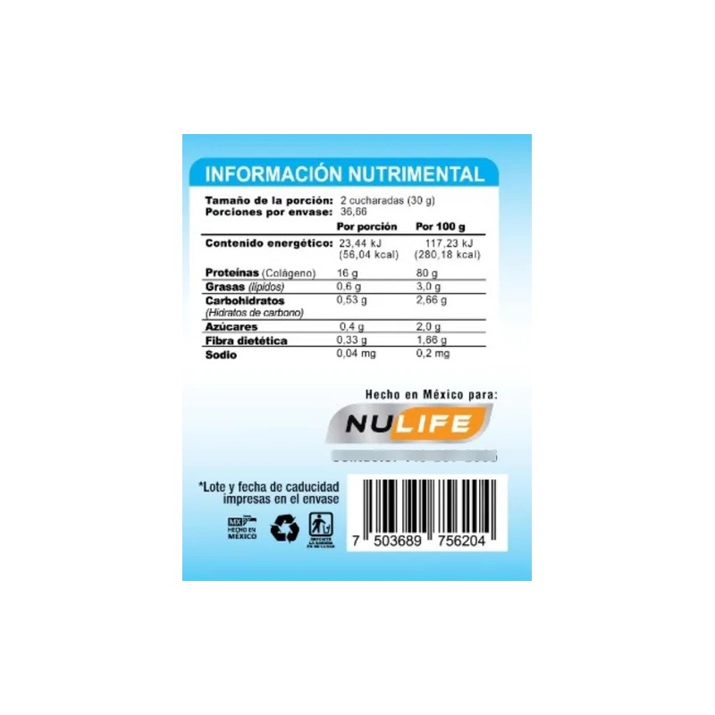 Colágeno Hidrolizado Vitamina Magnesio Nulife Sabor Frutos Rojos