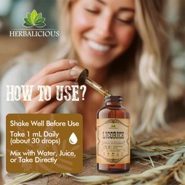 HERBALICIOUS Licorice Root Extract (Glycyrrhiza glabra) – Organic Liquid Herbal Extract, 2 fl oz – Vegan, Non-GMO, Gluten-Free
