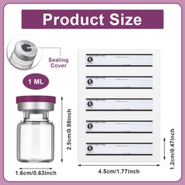 Threlaco 20 Pcs 1ml Sealed Sterile Empty Vials with Self Healing Injection Port Glass Penicillin Bottle with 20 Label Stickers(Purple)