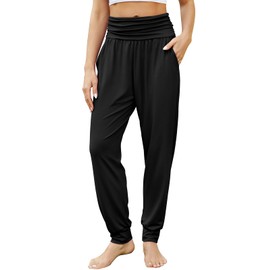 Gracyoga Women's Yoga Joggers Pants Casual Loose Workout Sweatpants Comfy Lounge Pants with Pockets Black