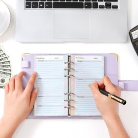 Toplive 3 Pack A6 Planner Refill Paper & Budget Sheets, Monthly Weekly Planner Losse Leaf Inserts 6 Hole Expense Tracker or A6 Planner Binder Cover Budget Bill Saving Organizer, Oil Painting 3 Pack