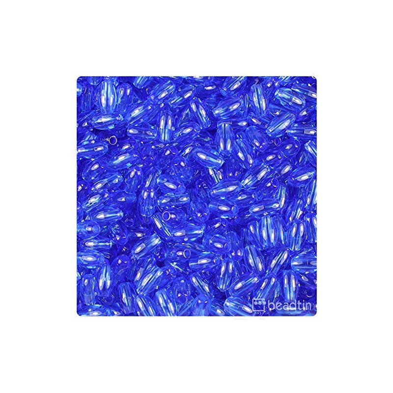 BeadTin Dark Sapphire Transparent 9mm Oat Craft Beads (500pcs)