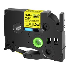 USUPERINK 20PK Compatible for Ptouch HSe-611 HSe611 HS-611 HS611 Black on Yellow 5.8mm 0.23'' Heat Shrink Tubing for Wire Cable for PT340 PT330 PT350 PT520 PT530 PT540 Label Maker Tape