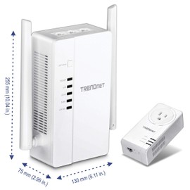 TRENDnet Wi-Fi Everywhere Powerline 1200 AV2 Dual-Band AC1200 Wireless Access Point Kit, Includes 1 x TPL-430AP and 1 x TPL-423E, 3 x Gigabit Ports, Easy Installation, White, TPL-430APK