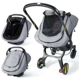 IvyWind Winter Baby Car Seat Cover, Universal Carseat Cover for Babies with Breathable Mesh Window, Infant Car Seat Covers to Keep Warm, Carseat Waterproof Canopy for Newborn Boy Girl, Light Gray