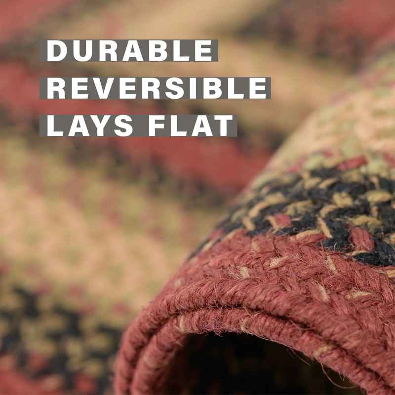 Homespice Highland Jute Small Braided Rugs 27x45, Rustic Navy &