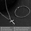 NORBU Stainless Steel Cross Necklace and Bracelet Set for Men,