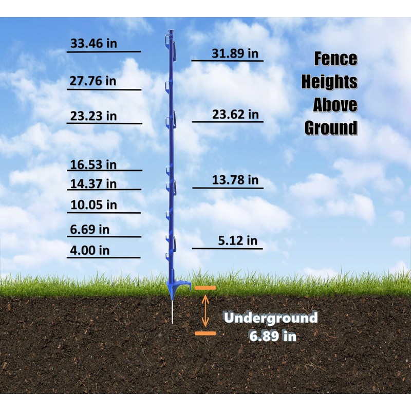EFencSolv Step-in Fence Post (9 Pack), 42 Inch, with 12