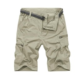 Jessie Kidden Mens Outdoor Casual Expandable Waist Lightweight Water Resistant Quick Dry Fishing Hiking Shorts (6222 Beige Apricot 36)