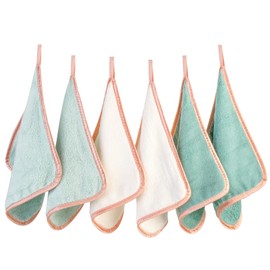 PHOGARY Microfibre Make-Up Wipes Washable for Gentle Face Cleansing, Pack of 6 Square Wash Cloths Microfibre Face Towels Microfibre Towel Face Makeup Remover Cloth (20 x 20 cm, Green)