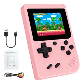 32 Bit Retro Handheld Games Console, 2.4“ IPS Screen, 400 in-Built Games, Multiple Vintage Arcade Games, Supports 2 Player Combat, AV Interface Can be Connected to TV (Pink)
