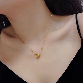BundleMall Heart Necklace with Girls and Women, 18 K Gold Plated Heart Necklace, Trendy Everyday Jewellery, Trendy Gift Idea, Gold