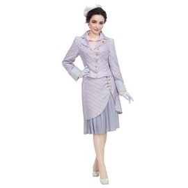 Cakuoyi Women's Film Cosplay Costume Pink Stripes School Uniform Good Witch of the South Costume Outfits Full Set (Pink, L)