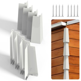 Aluminum Siding Corners, Flymer 8 Pcs Siding Corner Caps with Metal Nails, White Outside Aluminum Corner Trim for Mobile House Wooden House