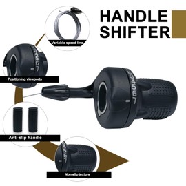 Bicycle 21 Speed Shifter Lever, Bicycle Revoshift Shift Lever Set, 3 x 7 Speed Left and Right Shifter for Mountain Bike with 1 Pair of Non-Slip Rubber Handle Bar Grips