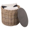Kouboo Round Rattan Storage Basket with Wood Lid - Side