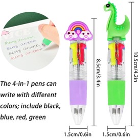 VEYLIN Cartoon Ballpoint Pen, 12PCS Multicolour 4-in-1 Ballpoint Pen Cute Retractable Pens Kids Point Pen for School Students Class Gift Party Bag Fillers