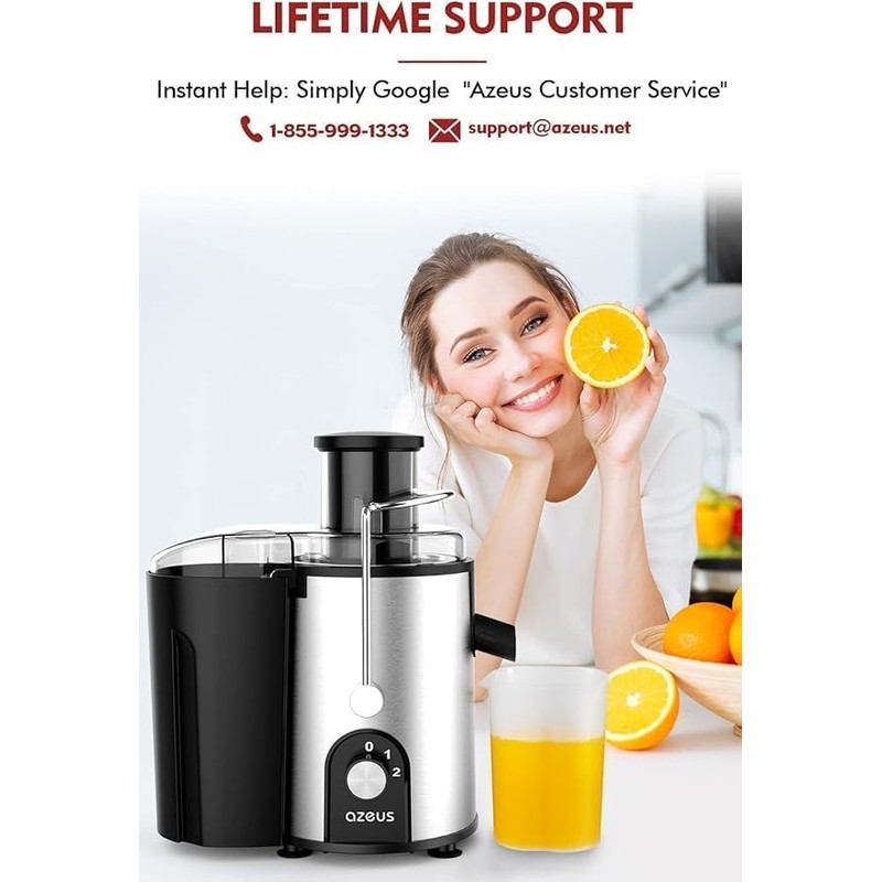 AZEUS Juicer - Centrifugal Juicer Machine, 400W Juice Extractor with