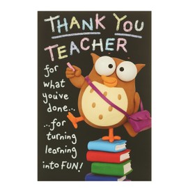 UK Greetings Thank You Teacher Card - Great Teacher Card - Teacher Appreciation Card (666298-0-1), Multi