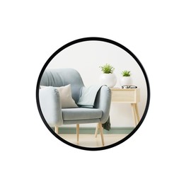 SDlumeiy 12 inch Aluminum Frame Modern Gold Round Wall Mirror, Bathroom, Living Room, Entryway, Hallway Decorative Round Mirror, Small Metal Framed Mirror (Black, 12x12)