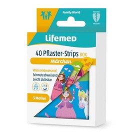 40 Plaster Strips Box 5.6 cm x 1.9 cm with 3 Kids-Like Fairy Tale Motifs for Quick Healing, Reusable Zinc Box, Pack of 2 (2 x 1 Item)