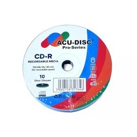 ACU-DISC Pro-Series CD-R80 700MB 52x 80min Blank Discs UV Protection Hard Coat Anti-Scratch Surface – Perfect for Photos & Videos – Compatible with Any CD Drive 17646 – 10 Pack