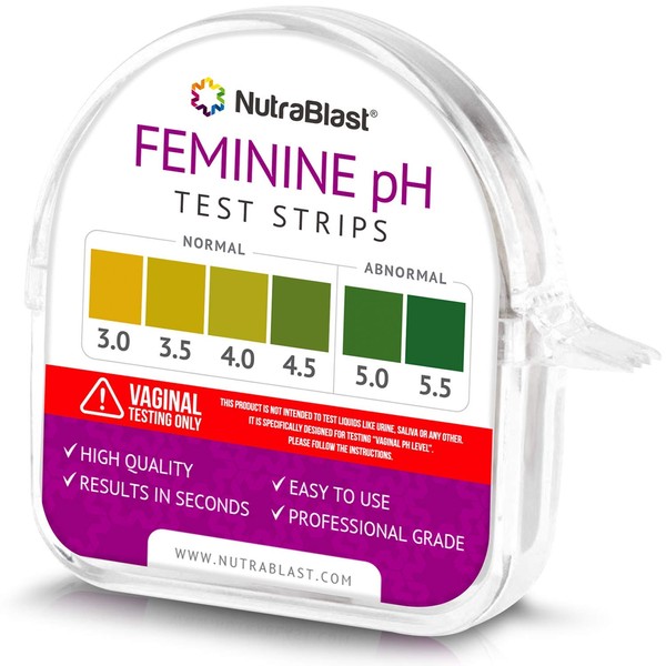Nutrablast Feminine pH Test Strips 3.0-5.5 | Monitor Intimate Health & Prevent Infections | Easy to Use & Accurate Women’s Acidity & Alkalinity Balance pH Level Tester Kit (100 Tests Roll)