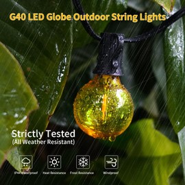 ShineU - Cadena de luces LED para exteriores de 40 pies, impermeable, G40 LED Globo para exteriores para patio con 27 bombillas Edison clásico inastillables, luces conectables de patio trasero para jardín, bistro, porche, café