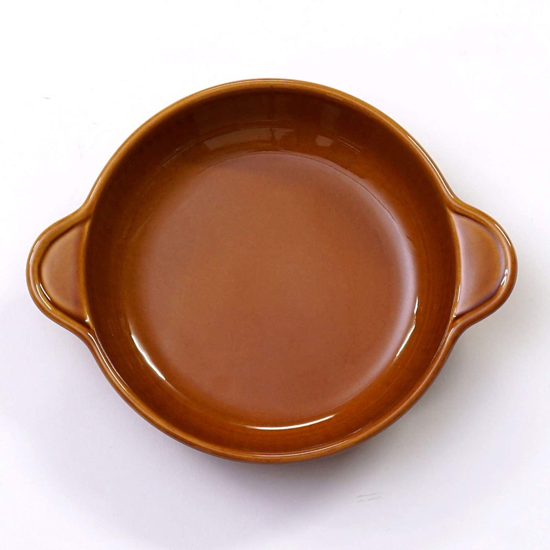 Maruyoshitouki Pottery M4782 Gratin Plate, Standing Round Brown, L