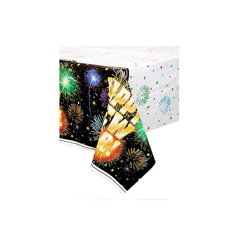 Unique Party 47733 - Plastic Fireworks New Years Eve Tablecloth,