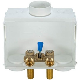 Water-Tite 85630 DU-ALL Dual-Drain Washing Machine Outlet Box - Single-Lever Valve Installed, 1/2" Sweat Connection, White Plastic