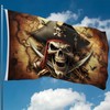 Pirate Flag – Jolly Roger Crossed Swords with Pirate Map
