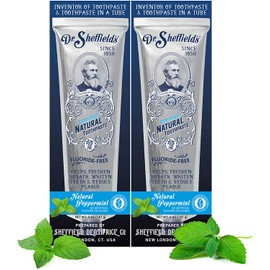 Dr. Sheffield’s Certified Natural Toothpaste (Peppermint) - Great Tasting, Fluoride Free Toothpaste/Freshen Your Breath, Whiten Your Teeth, Reduce Plaque (2-Pack)