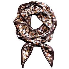 Clysoru Silk Neck Scarf Printed Scarves Head Women'S Fashion Oblique Angle Satin Scarfs For Bag Hair 59” X 5.9” (Black edges colored stones)