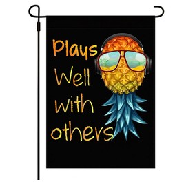 IOppWin Upside Down Pineapple Flags, Swinger Party Flag, Double-Sided Linen, 12 x 18 inches