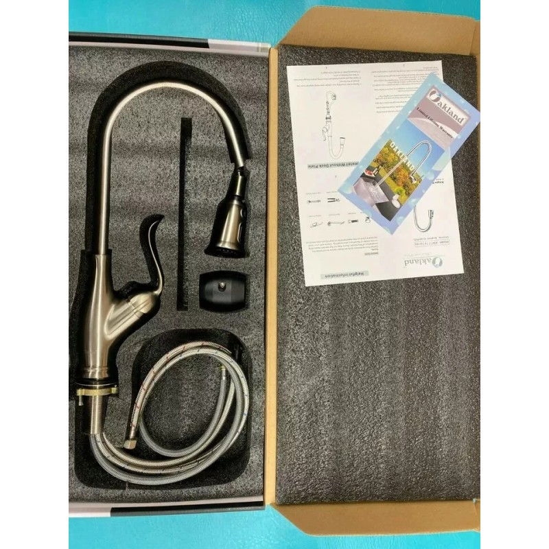 Oakland Single Handle Pull Down Kitchen Faucet NSF Brushed Nickel