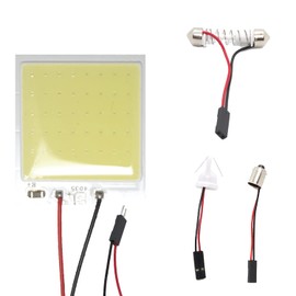 FUJIMORI LED Room Lamp, 48 LED COB, Surface Luminous, DC 12 V Illumination, Module, Adapter Included (T10 + BA9S Socket) (Set of 1)