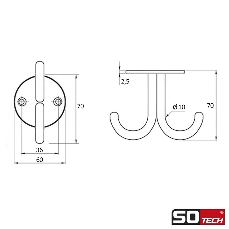 So-Tech® Nele II Undermount Double Hook Real Stainless Steel Double