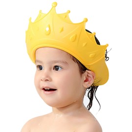 FUNUPUP Shower Cap Kids Baby Adjustable Dinosaur Shape Hair Washing Child Protection Shield Shampoo Protection Baby Visor for Eyes and Ears (Dinosaur Yellow)