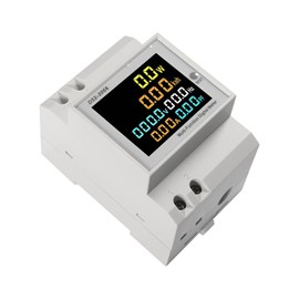 AC 40-300V 100A Electricity Usage Monitor Multimeter, 6 in 1 Multimeter Digital Power Energy Meter Single Phase Din Rail Voltmeter Ammeter Watt Frequency Power Factor Energy (Built-in CT)